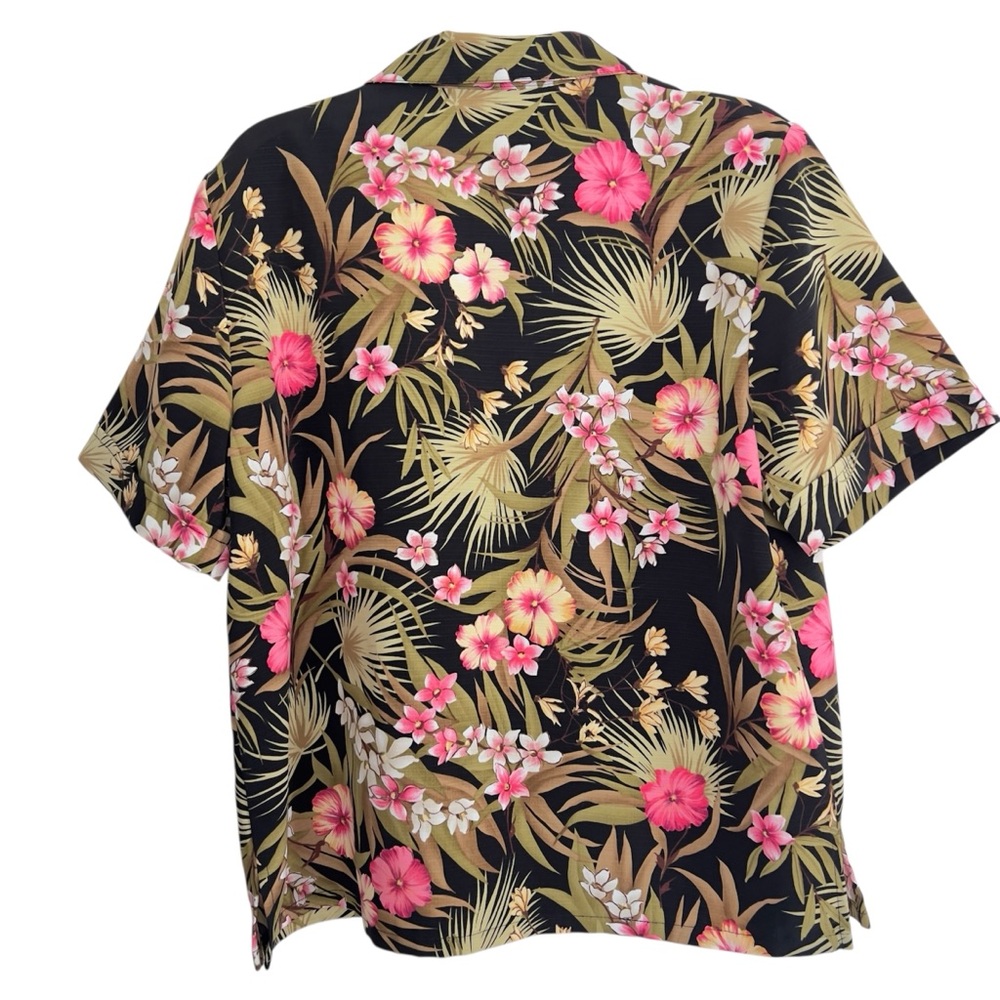 Sag Harbor Hawaiian Pink Pistachio Floral Button-… - image 2